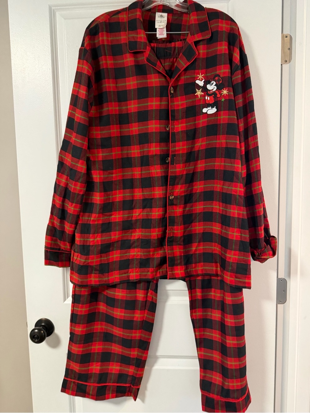 Men’s Disney Red and Black Plaid Christmas Mickey Mouse Pajama Set